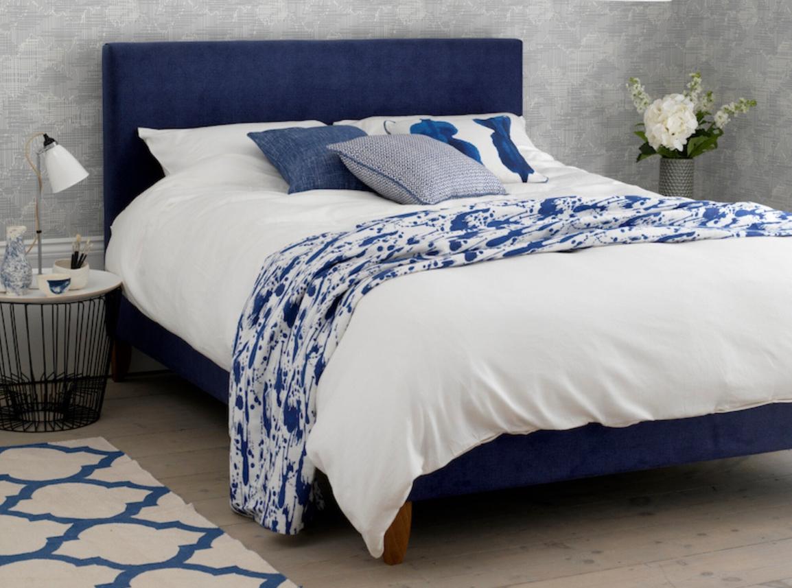 Burdock European King Size Bed Frame In Dove fabric
