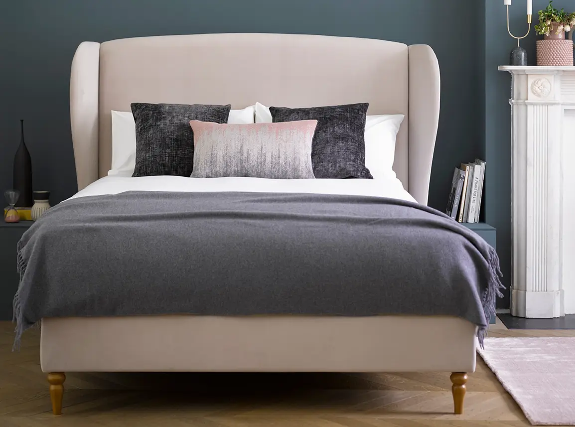 Lupin Double Bed Frame In Dove fabric