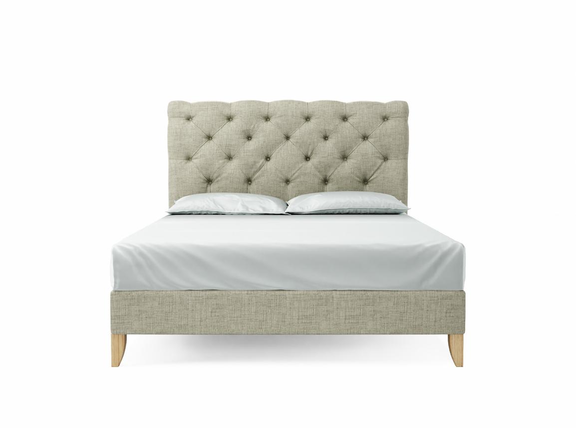Foxtail European King Size Bed Frame In Dove fabric