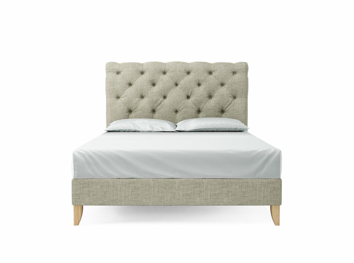 Foxtail King Size Bed Frame In Dove fabric
