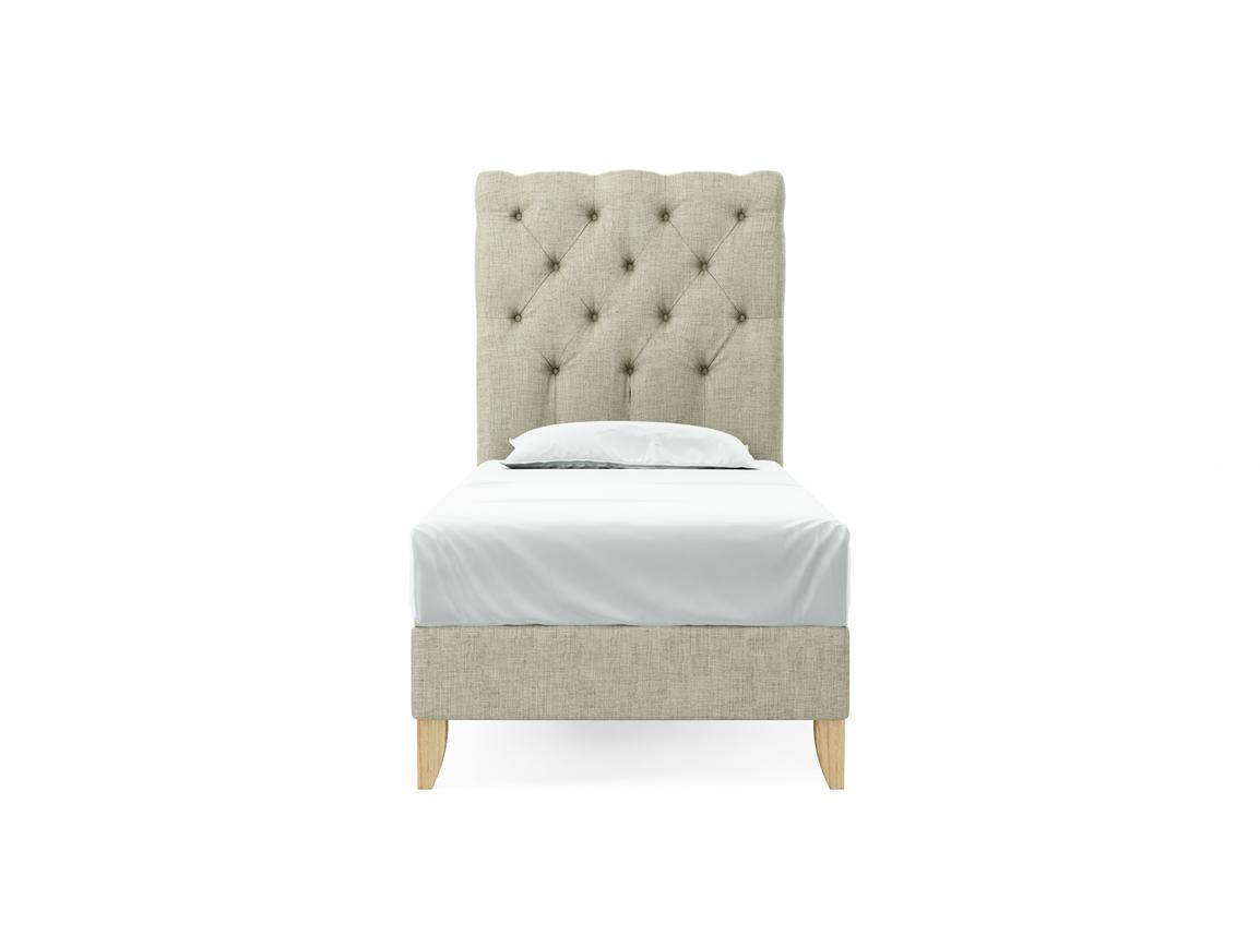 Foxtail (Tall) Single Bed Frame In Dove fabric