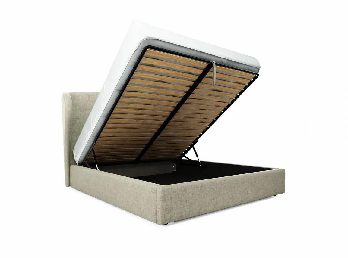 Lupin Super King Size Ottoman In Dove fabric