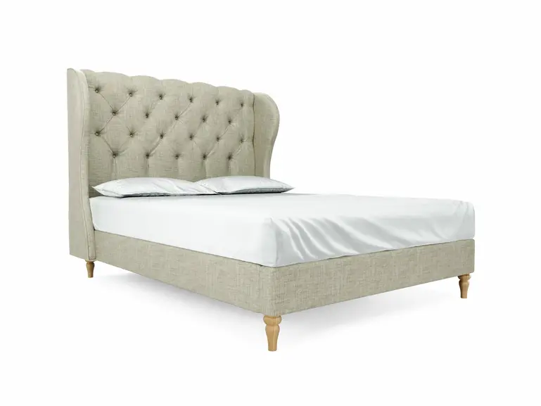 Camelia European King Size Bed Frame In Dove fabric